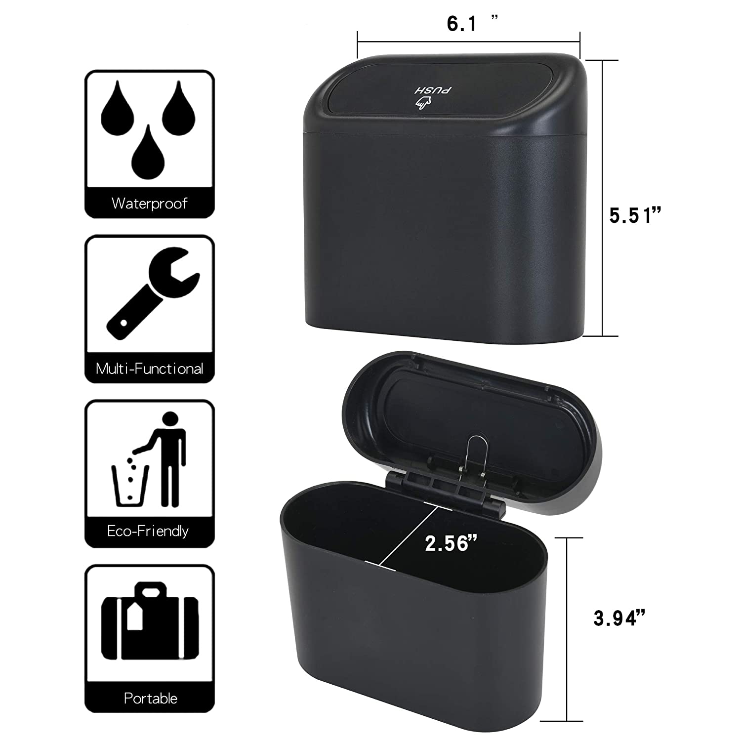 Portable Hanging Mini Car Trash Can with Lid Fun Life Club